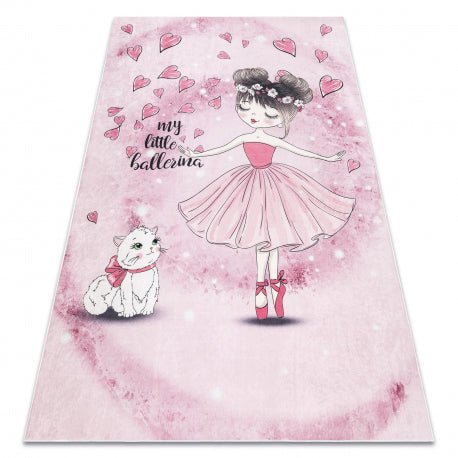BAMBINO 2185 washing carpet Ballerina, kitty for children anti-slip - pink 80x150 cm - Isotmatot.fi