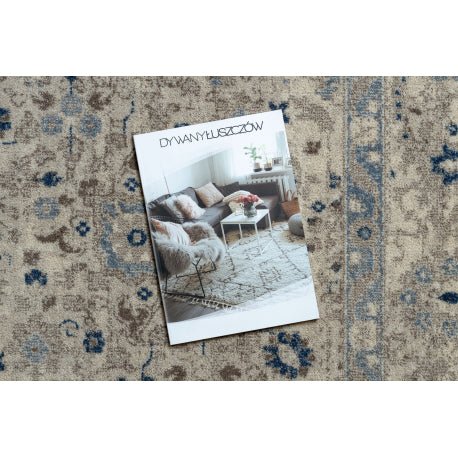 Carpet Wool NAIN Frame ornament 7586/51935 beige / navy 80x150 cm - Isotmatot.fi