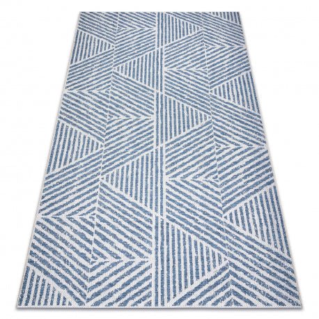 COLOR matto 47176360 SISAL raidat, kolmioita, zigzag beige/sininen 60x110 cm - Isotmatot.fi