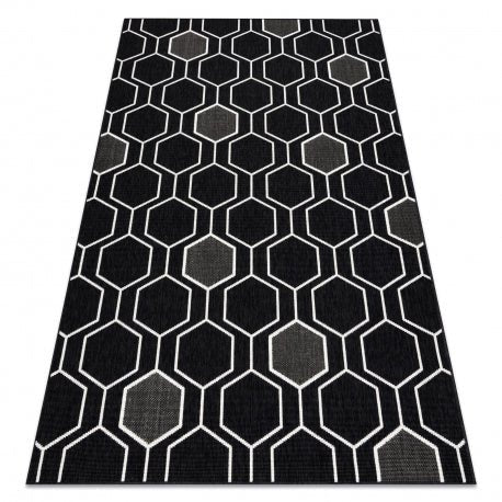 matto SprINg 20404993 Hexagon sisal, looped, musta 80x150 cm - Isotmatot.fi