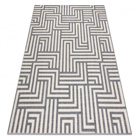 matto SprINg 20421332 labyrintti sisal, looped, valkea/harmaa 80x150 cm - Isotmatot.fi