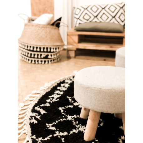 Carpet BERBER ETHNIC G3802 circle black / white Fringe Berber Moroccan shaggy circle 120 cm - Isotmatot.fi