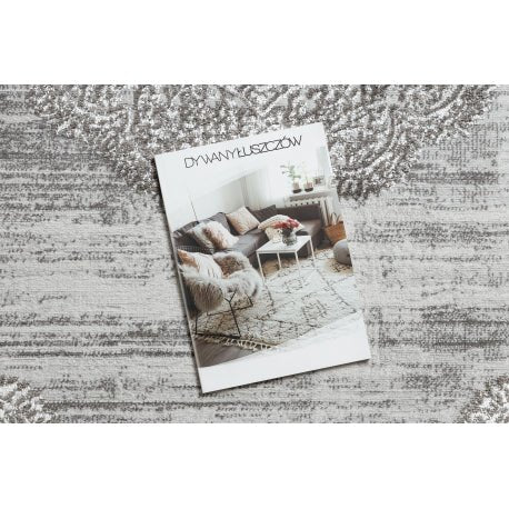 Carpet LIRA E1468 Rosette, structural, modern, glamour - grey 80x150 cm - Isotmatot.fi