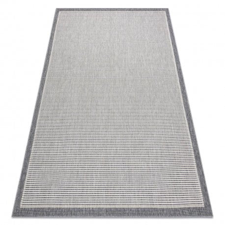 matto SprINg 20411332 raidat, kehys/reunakuvio sisal, looped, harmaa 80x150 cm - Isotmatot.fi