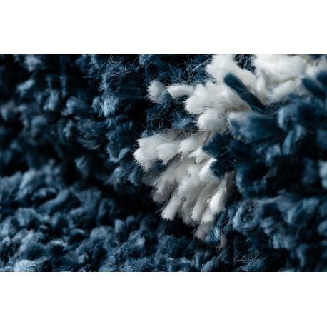 UNION matto 3488 ristikko sininen/valkea hapsuilla marokkolainen pehmeä/shaggy 80x150 cm - Isotmatot.fi