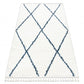 UNION matto 3683 ristikko valkea/sininen hapsuilla marokkolainen pehmeä/shaggy 80x150 cm - Isotmatot.fi